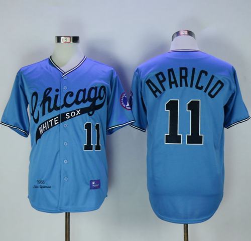 Mitchell And Ness 1968 White Sox #11 Luis Aparicio Blue Throwback Stitched MLB Jersey